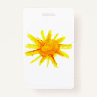 Badge Soleil jaune vif peint à la main