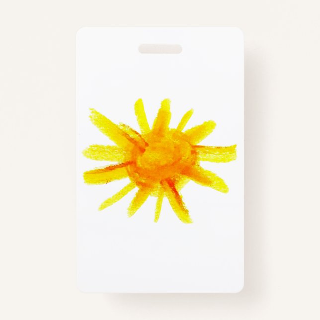Badge Soleil jaune vif peint à la main (Devant)