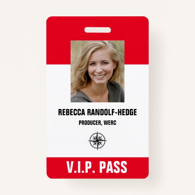 Badge SPÉCIAL EVENT V.I.P. PASS - Photo I.D. (Devant)