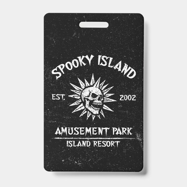Badge Spooky Island Établie 2002 Parc d'attractions Crân (Avant)