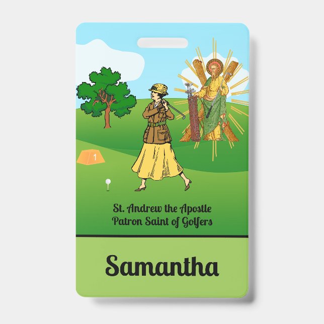 Badge SS. Andrew & Jude avec 2 Golfeuses (Avant)