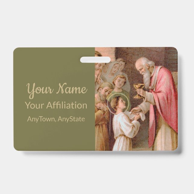 Badge St. Tarcisius recevant l'Eucharistie (BL 02) (Avant)