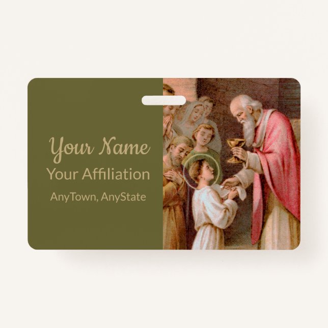 Badge St. Tarcisius recevant l'Eucharistie (BL 02) (Devant)