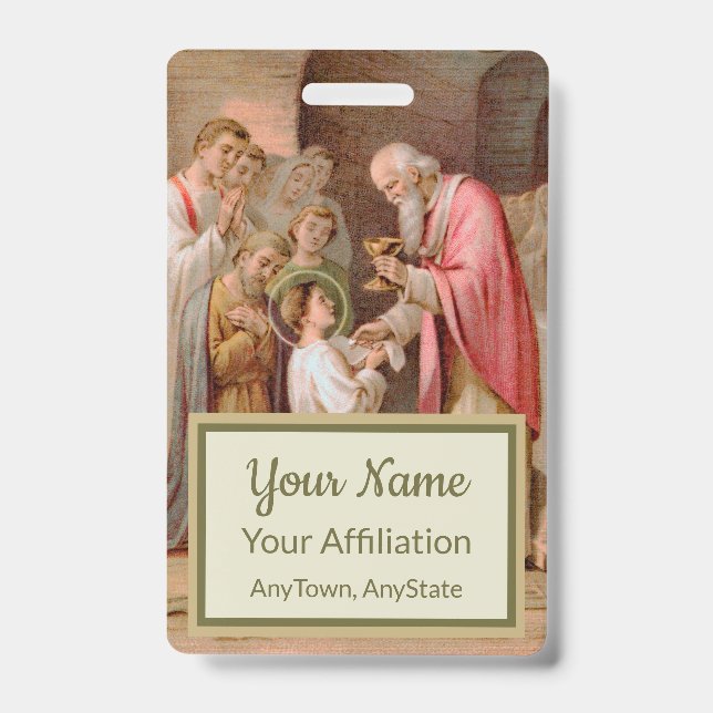 Badge St. Tarcisius recevant l'Eucharistie (BL 02) (Avant)