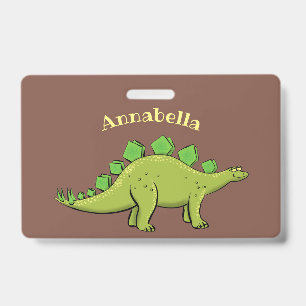 Badge Stégosaure de dessin animé drôle de dinosaure