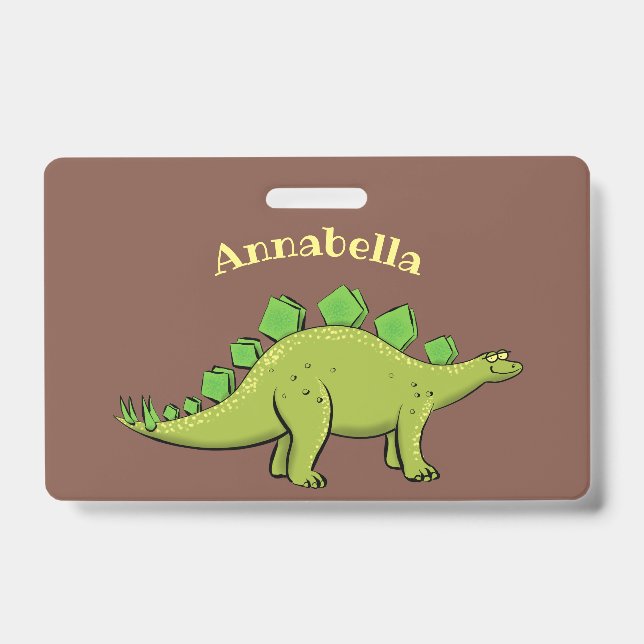 Badge Stégosaure de dessin animé drôle de dinosaure (Avant)