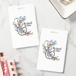 Badge Stéthoscope Floral Cœur de Soin Cadeau pour Infirm