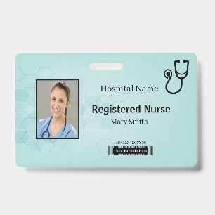 Badge Stéthoscope médical hexagonal Photo ID