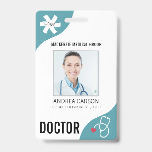 Badge Stethoscope Médicale MÉDECIN Turquoise modifiable