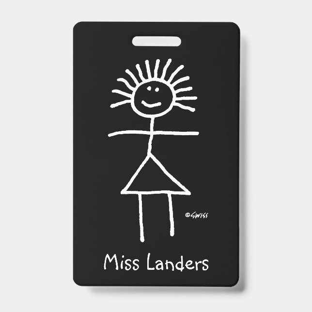 Badge Stick de l'enseignant féminin Figure avec étiquett (Avant)