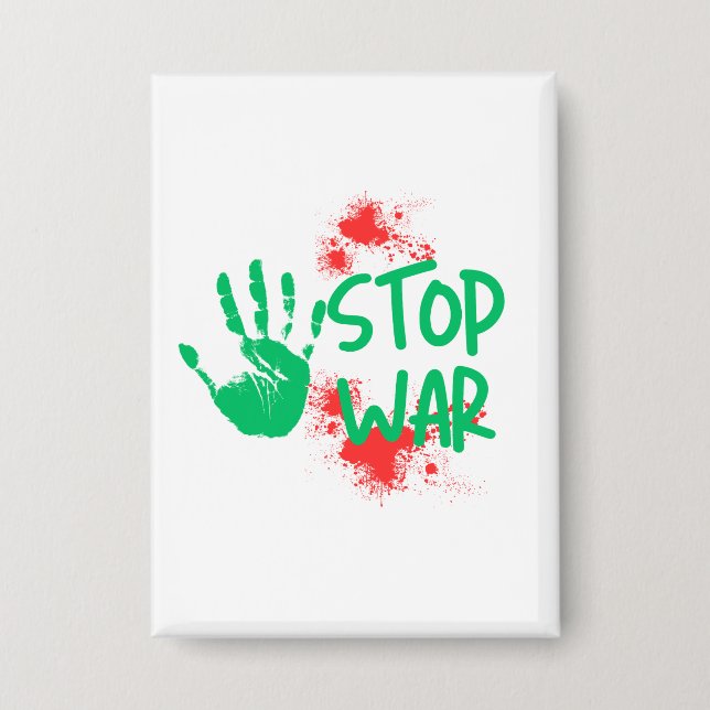 Badge Stop War – Bold Handprint Anti-War Graphic Design (Recto)