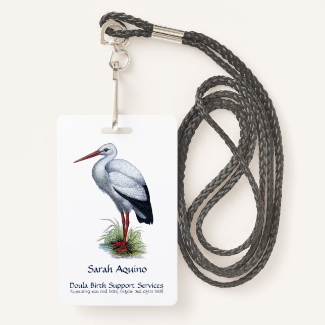 Badge Stork Doula (Devant avec lanière)