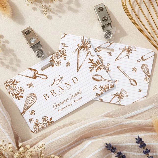 Badge Stripe Baking Utensil Pastry Cake Bakery Shop Logo (Stripe Baking Utensil Pastry Cake Bakery Shop Logo Badge)