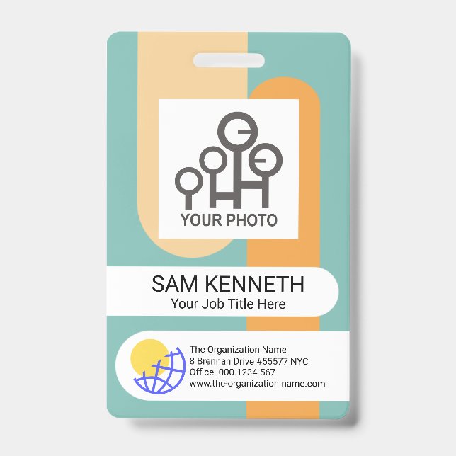 Badge Stripes verticales simples ID Modèle photo employé (Avant)