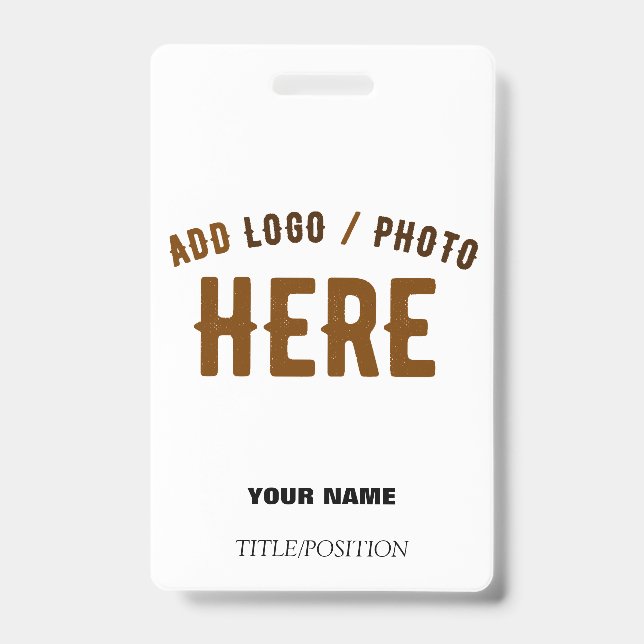 BADGE STYLÉ MODERNE PERSONNALISABLE BLANC MARQUE VERIFIE (Avant)