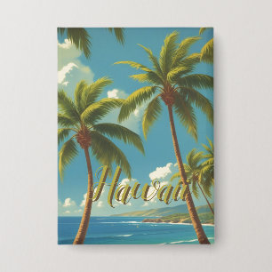 Badge Style Vintage Hawaïen Voyage Aloha D'Hawaï