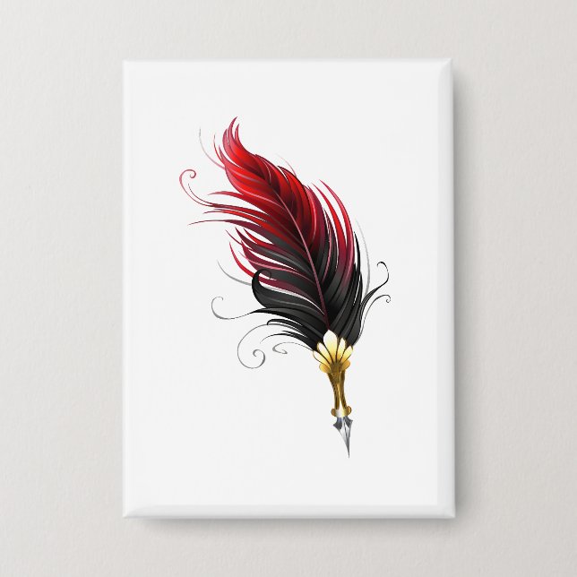 Badge Stylo rouge en plumes avec nib or (Recto)