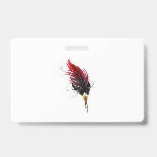 Badge Stylo rouge en plumes avec nib or