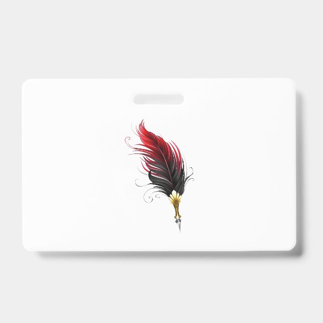 Badge Stylo rouge en plumes avec nib or (Avant)