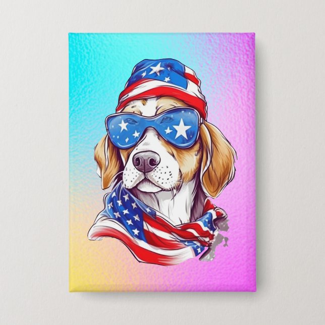 Badge Sublimation de chien du 4 juillet-66361 (Recto)