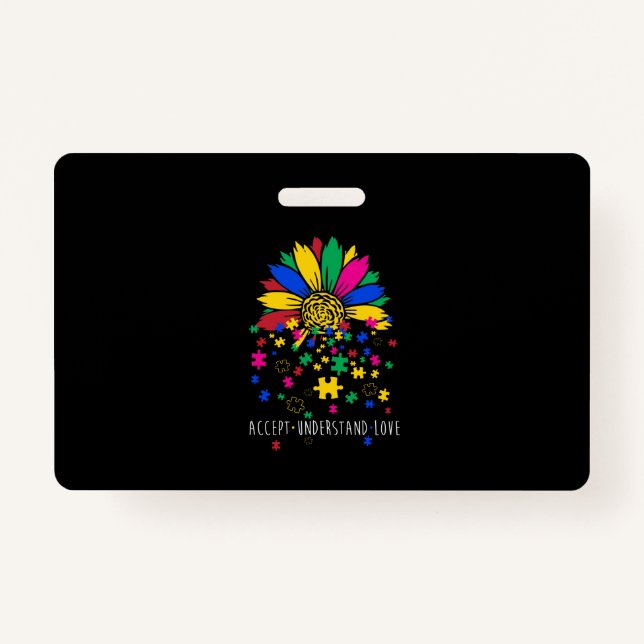 Badge Sunflower Accepter Comprendre l'Amour Monde Autism (Devant)