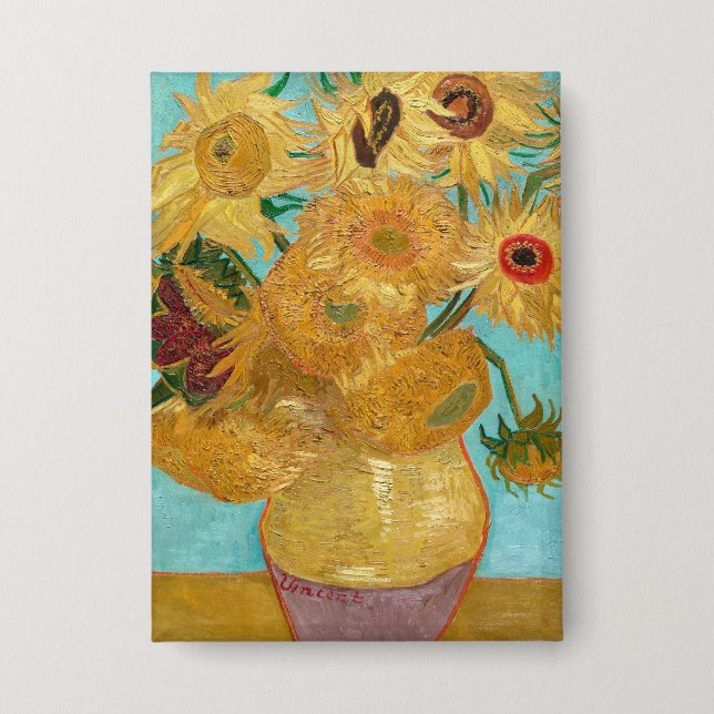 Badge Sunflowers, Post Impressionist Still Life Painting (Recto)
