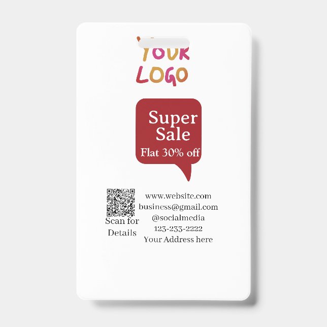 Badge super sale business discount scan QR code details  (Avant)