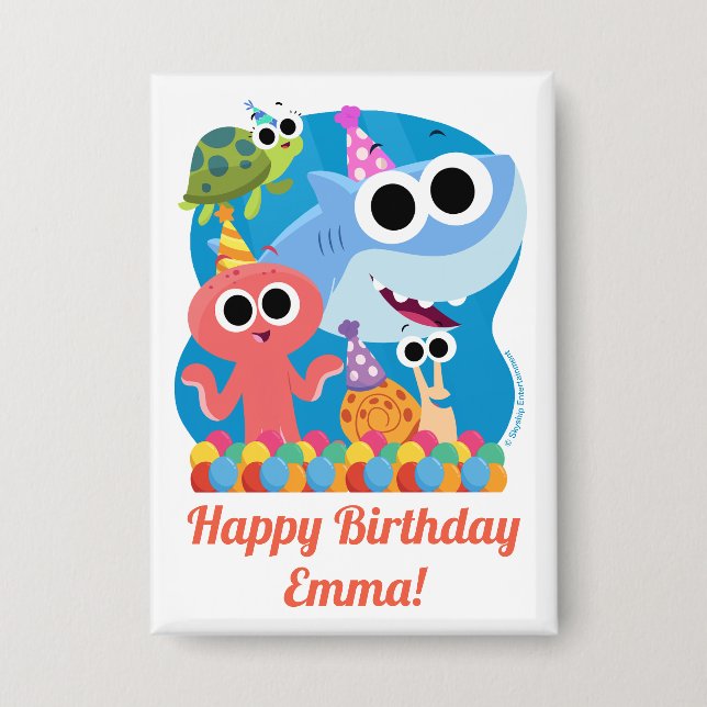 Badge Super simple | Finny Shark Confetti Anniversaire (Recto)