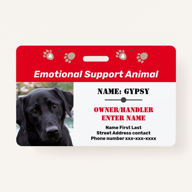 Badge Support émotionnel Identifiant animal Une option p (Devant)