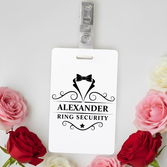 Badge Sûreté Anneau de Mariage Noir Cravate Smoking  (Customize to change text size, style or color.)