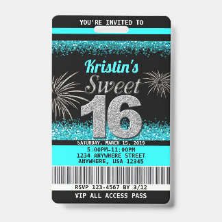 Badge Sweet 16 Invitations d'anniversaire