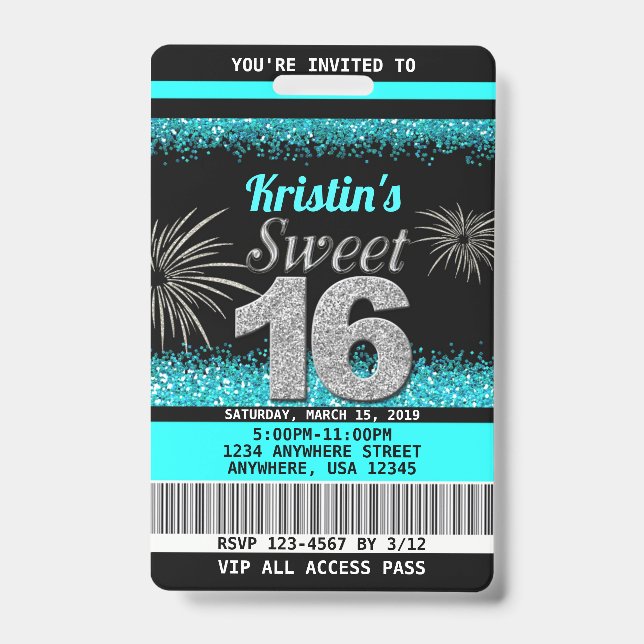 Badge Sweet 16 Invitations d'anniversaire (Avant)