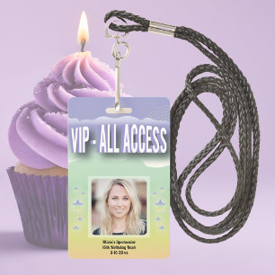 Badge Sweet sixteen d'accès VIP All Access personnalisé