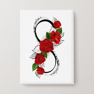 Badge Symbole d'infini avec les roses rouges