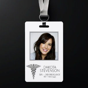 Badge Symbole du caducée Photo d'hôpital médical argen