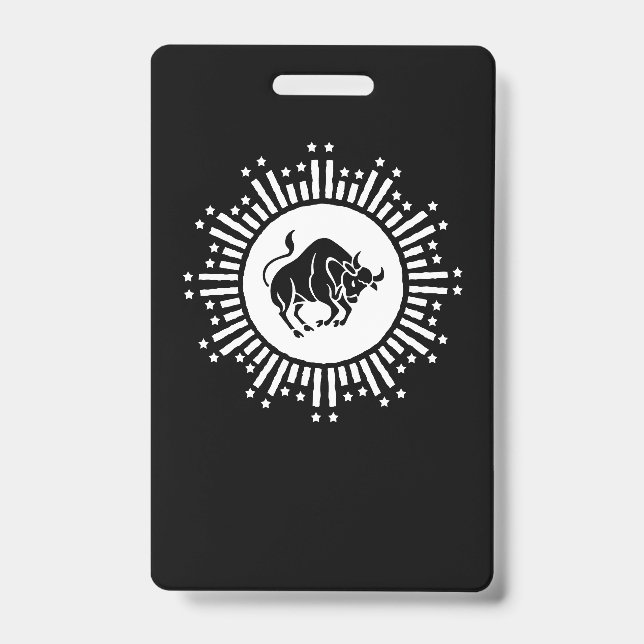 Badge Symbole du zodiaque Taureau avec explosion stellai (Avant)