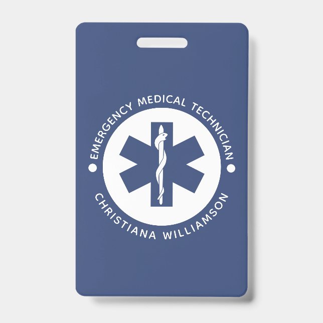 Badge Symbole EMT personnalisé Technicien Médicale d'urg (Avant)