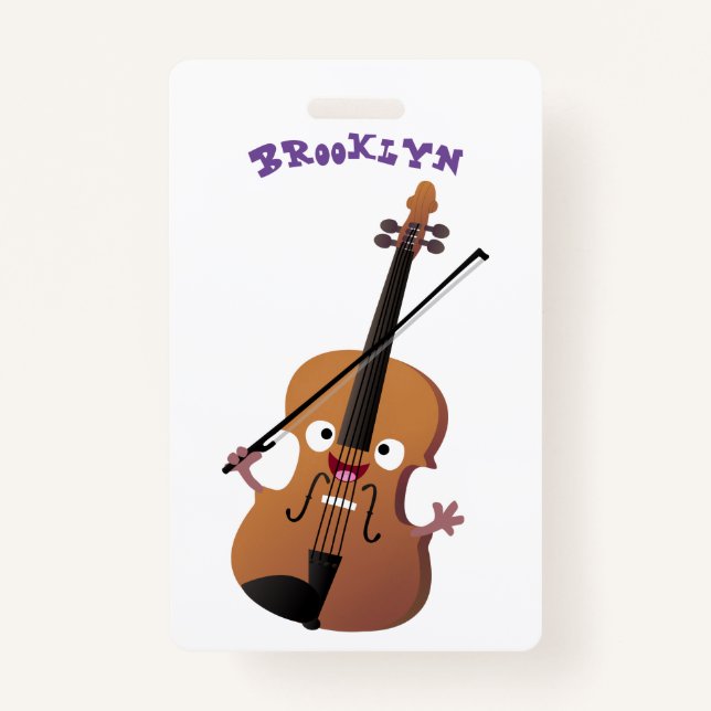 Badge Sympa drôle violon personnage de dessin animé (Devant)