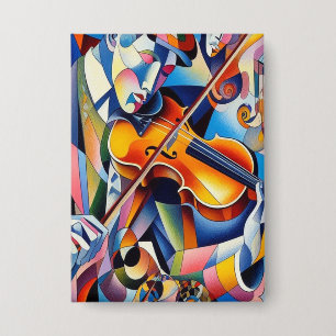 Badge Symphonie vibrante : Art abstrait de violoniste