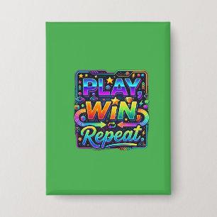 Badge T-Shirt Graphique de Jeux "Jouer, Gagner, Rejouer"