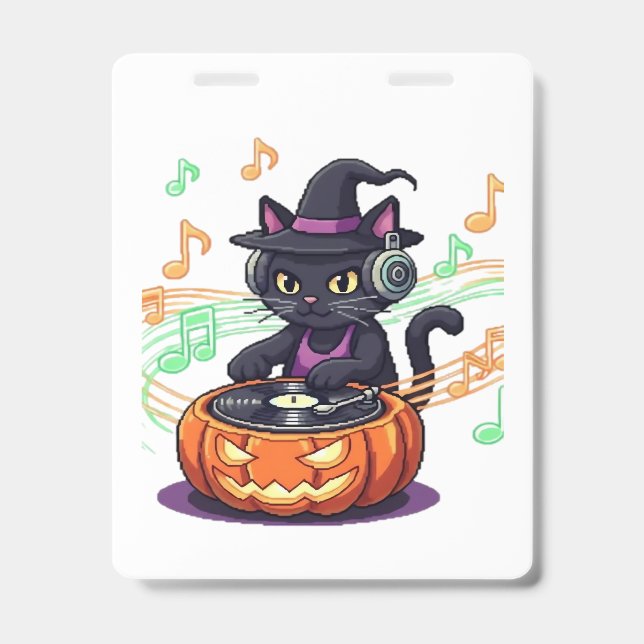 Badge T-Shirt Oversized Halloween chat Dj (Avant)