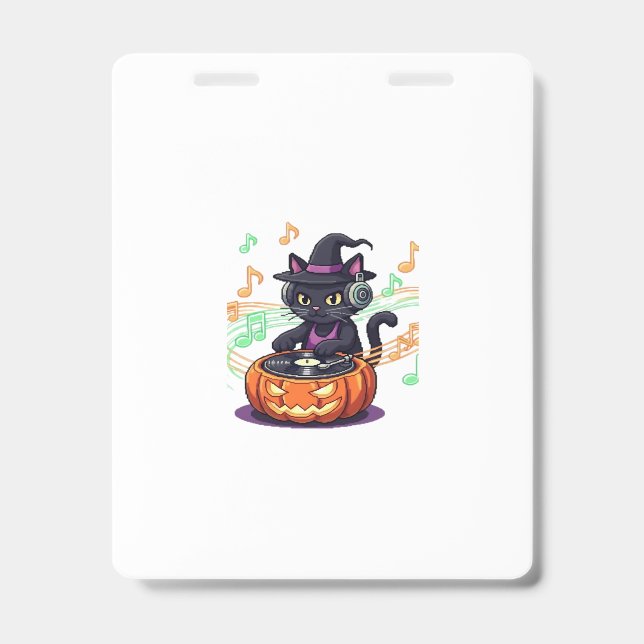 Badge T-Shirt Oversized Halloween chat Dj (Avant)