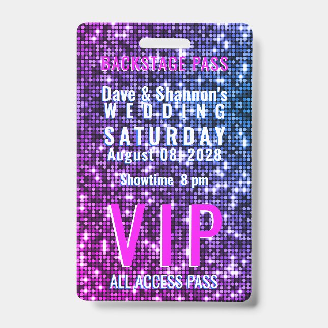 Badge Table de Mariage VIP Backstage Pass (Avant)