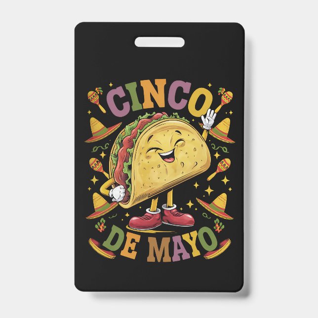 Badge Taco dansant drôle de fête Cinco De Mayo (Avant)