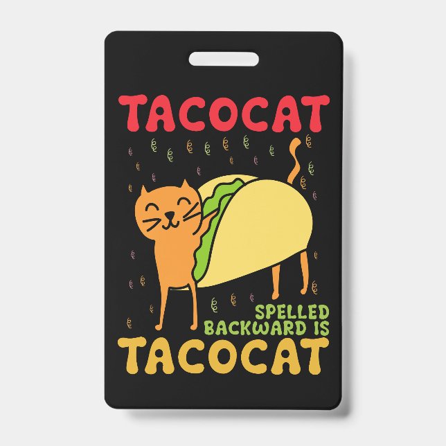 Badge Tacocat épelé à l'envers Tacos Chats Cinco De Mayo (Avant)
