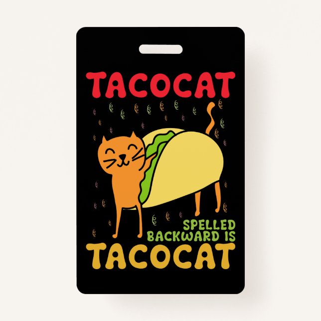 Badge Tacocat épelé à l'envers Tacos Chats Cinco De Mayo (Devant)