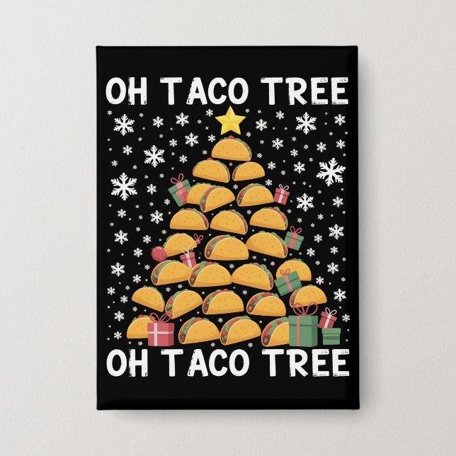 Badge Tacos sapin de Noël Funny Xmas Foodie mexicaine (Recto)