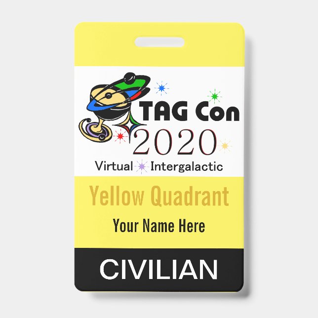 Badge TAG Con 2020 - Quadrant Jaune - Insigne civil (Avant)
