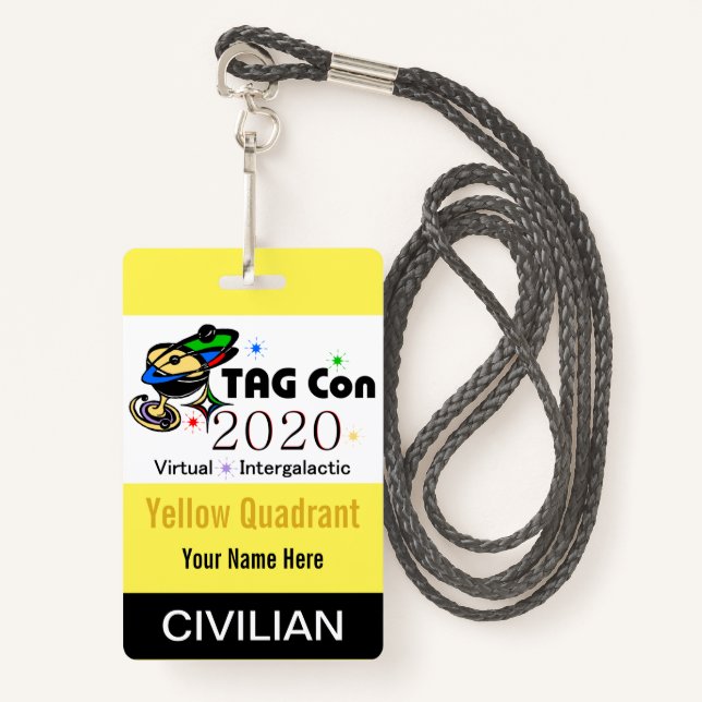 Badge TAG Con 2020 - Quadrant Jaune - Insigne civil (Devant avec lanière)