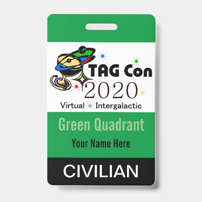 Badge TAG Con 2020 - Quadrant vert - Insigne civil (Avant)
